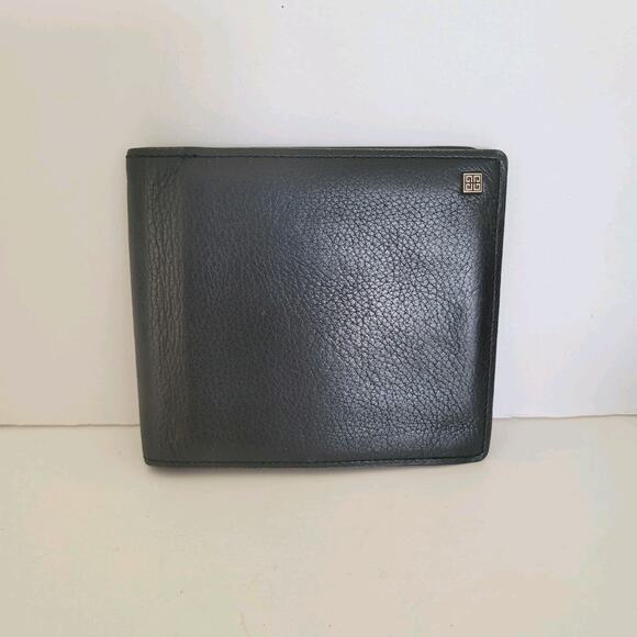 Givenchy Men's Card Bill Coin Holder Wallet Bifold Leather Medium Black Retro - Picture 1 of 12